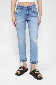 Джинсы с необработанным краем и разрезами PEPE JEANS