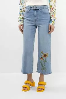 Джинсы с вышивкой и поясом Desigual