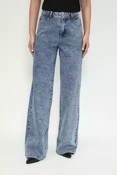 Джинсы широкого кроя со стразами Taifun