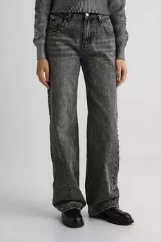 Джинсы свободного кроя с бусинами BELUCCI