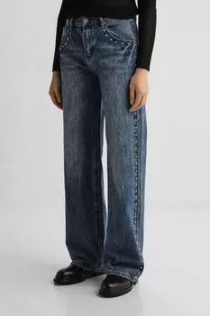 Джинсы свободного кроя с бусинами BELUCCI