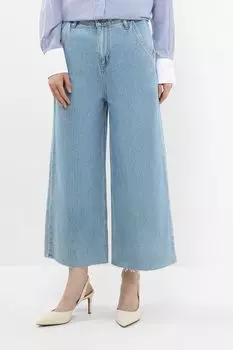 Джинсы укороченные широкого кроя BOSS