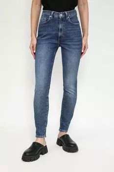 Джинсы зауженного кроя с эффектом потертости HUGO