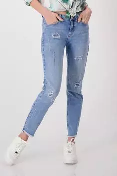 Джинсы зауженного кроя с разрезами Monari