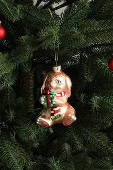 Елочная игрушка Кролик с подарком Holiday Classics