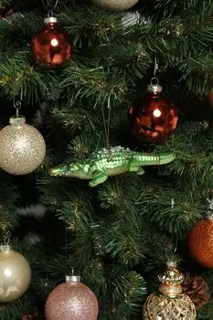 Елочная игрушка стеклянная Крокодил Holiday Classics