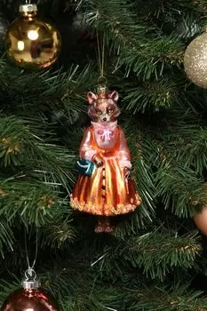 Елочная игрушка стеклянная Лиса-модница Holiday Classics