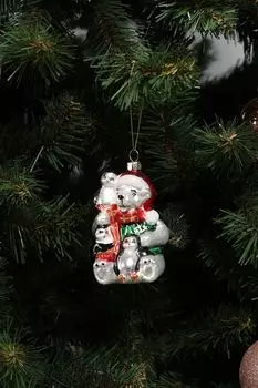 Елочная игрушка стеклянная Мишка и пингвины GOODWILL