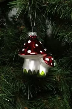 Елочная игрушка стеклянная Мухоморчики Holiday Classics
