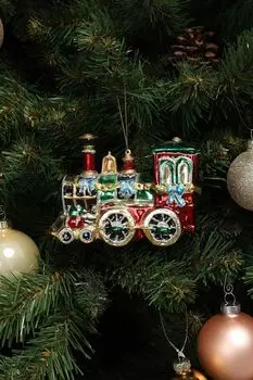 Елочная игрушка стеклянная Паровозик Holiday Classics
