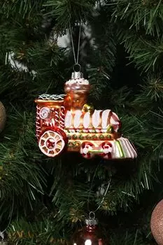 Елочная игрушка стеклянная Паровозик пряничный Holiday Classics
