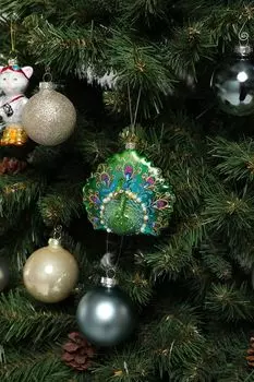 Елочная игрушка стеклянная Павлин Holiday Classics