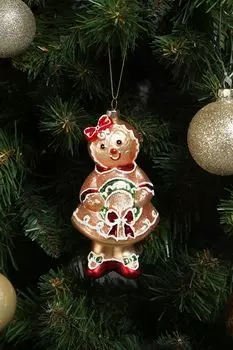 Елочная игрушка стеклянная Пряник Рождественский в ассортименте Holiday Classics
