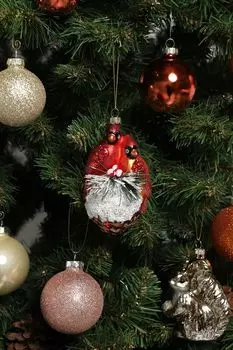 Елочная игрушка стеклянная Птицы на шишке Holiday Classics