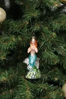 Елочная игрушка стеклянная Русалка с дельфином Holiday Classics