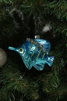 Елочная игрушка стеклянная Рыба Ангел Holiday Classics