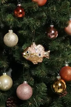 Елочная игрушка стеклянная Рыбка золотая Holiday Classics