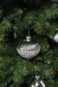 Елочная игрушка стеклянная Серебряный стеклярус Holiday Classics