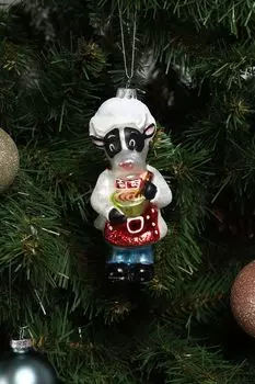 Елочная игрушка стеклянная Шеф-повар Коровка Holiday Classics