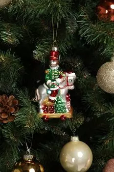 Елочная игрушка стеклянная Щелкунчик на лошадке Holiday Classics