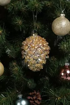 Елочная игрушка стеклянная Шишка Kersten