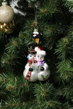 Елочная игрушка стеклянная Снеговички Holiday Classics