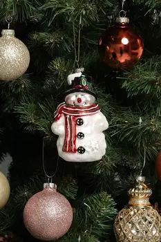 Елочная игрушка стеклянная Снеговичок Сочельник Holiday Classics