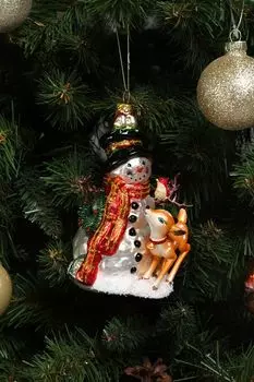 Елочная игрушка стеклянная Снеговик GOODWILL