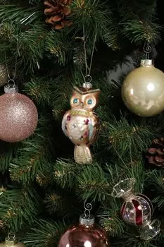 Елочная игрушка стеклянная Сова с пайетками Holiday Classics