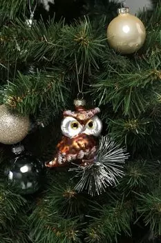 Елочная игрушка стеклянная Сова с шишками Holiday Classics