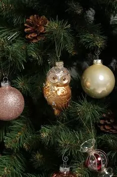 Елочная игрушка стеклянная Совенок с пайетками Holiday Classics