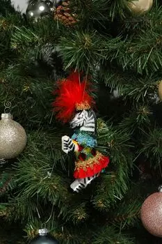 Елочная игрушка стеклянная Зебра цирковая Holiday Classics