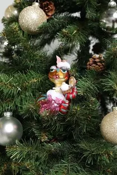 Елочная игрушка стеклянная Змея Гламурная дива Holiday Classics