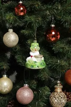 Елочная игрушка стеклянная Змея Кофейный гурман Holiday Classics