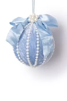 Елочный шар бархатный с бантом Karlsbach