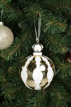 Елочный шар стеклянный с декором COINCASA