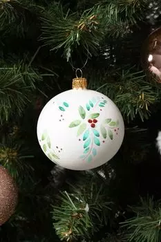 Елочный шар стеклянный с декором COINCASA