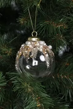 Елочный шар стеклянный с декором COINCASA