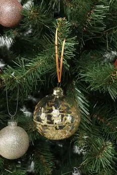 Елочный шар стеклянный с декором COINCASA