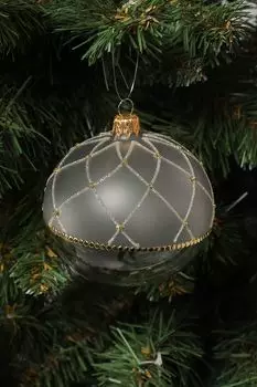 Елочный шар стеклянный с декором COINCASA