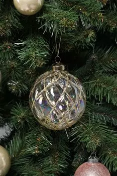 Елочный шар стеклянный с декором COINCASA