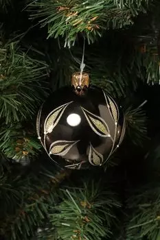 Елочный шар стеклянный с декором COINCASA