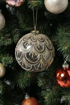 Елочный шар стеклянный с декором COINCASA