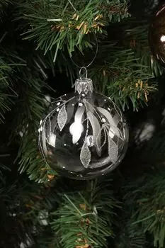 Елочный шар стеклянный с декором COINCASA
