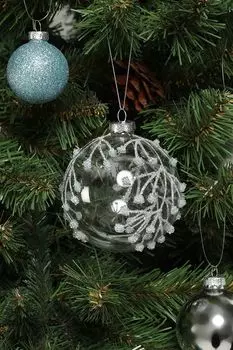 Елочный шар стеклянный с декором EDG