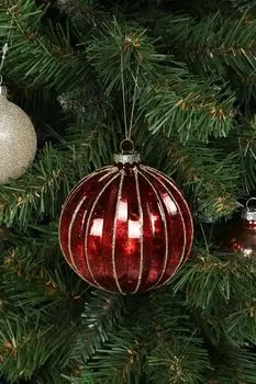 Елочный шар стеклянный с декором EDG