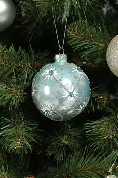 Елочный шар стеклянный с декором EDG