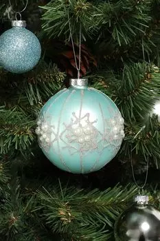 Елочный шар стеклянный с декором EDG