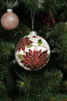 Елочный шар стеклянный с декором Holiday Classics