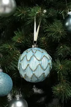 Елочный шар стеклянный с декором Karlsbach